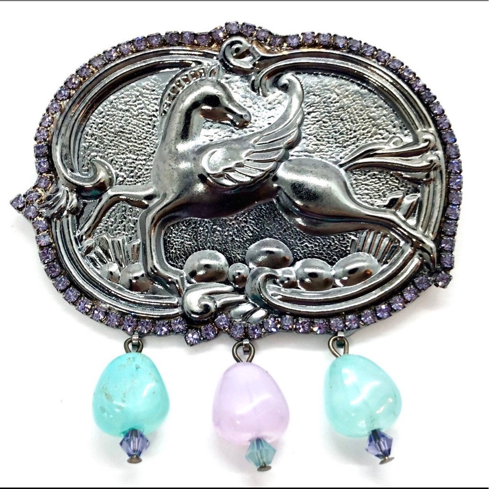 OOAK Designer Pegasus Brooch Amethyst Aventurine